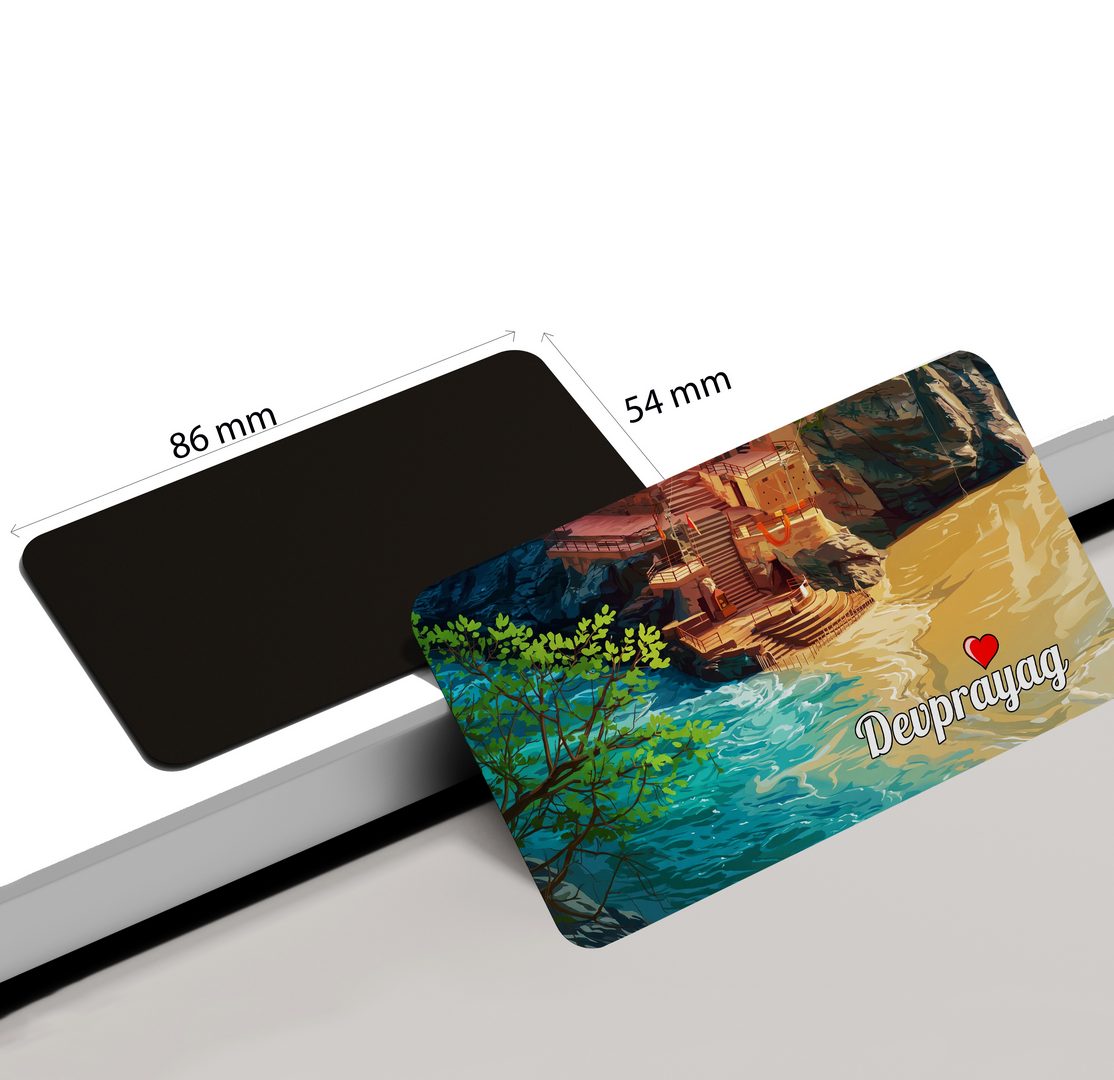 dhcrafts Rectangular Fridge Magnet Multicolor Uttarakhand Devprayag Design Pack of 1 (8.6cm x 5.4cm)